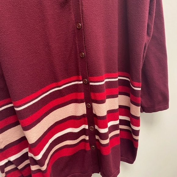 4 for $25 💜 Liz Claiborn Long Button Up Cardigan Wine Color Size XXL - Picture 2 of 5